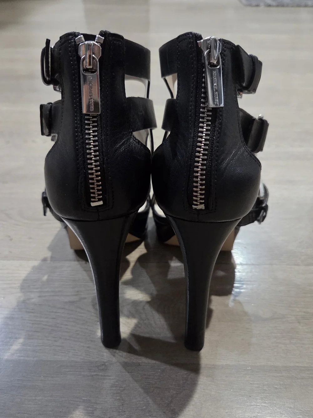 Michael Kors Black Multi-Strap Buckle Platform Heels